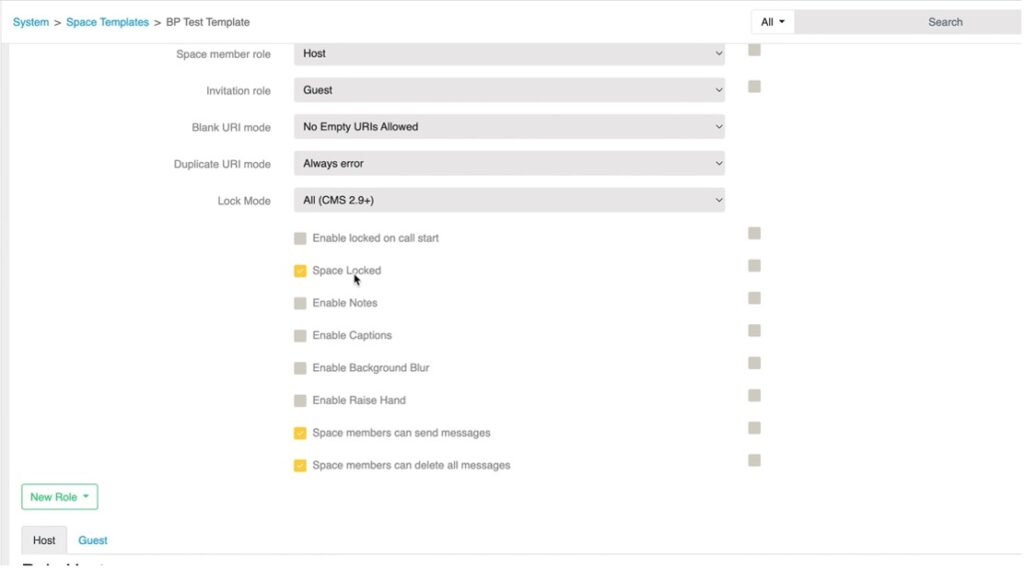 Fig.1. Space Template Settings